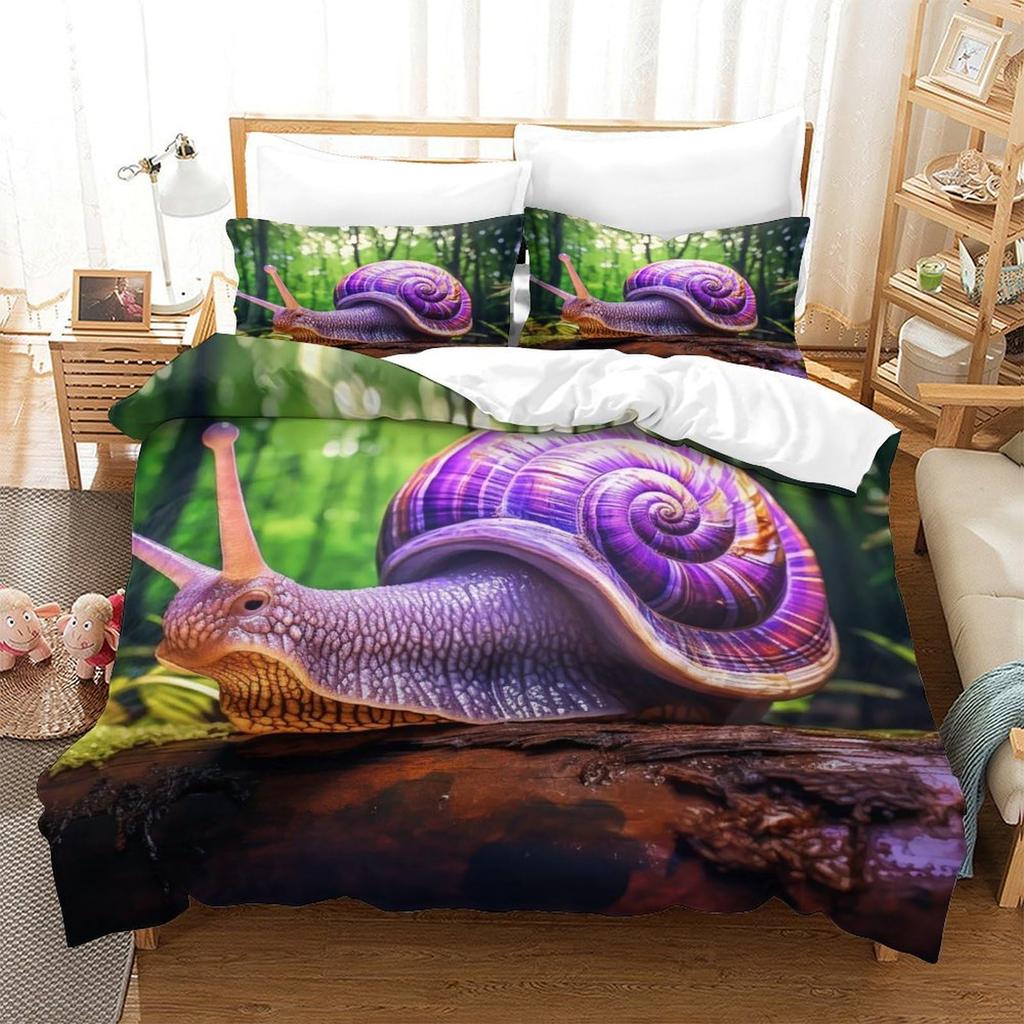 Snail Duvet Cover Sets For Kids Queen Size Lightweight Down Quilt Covers  Bedroom Decor 2 Pillowcases 1 Duvet Cover No Comforter