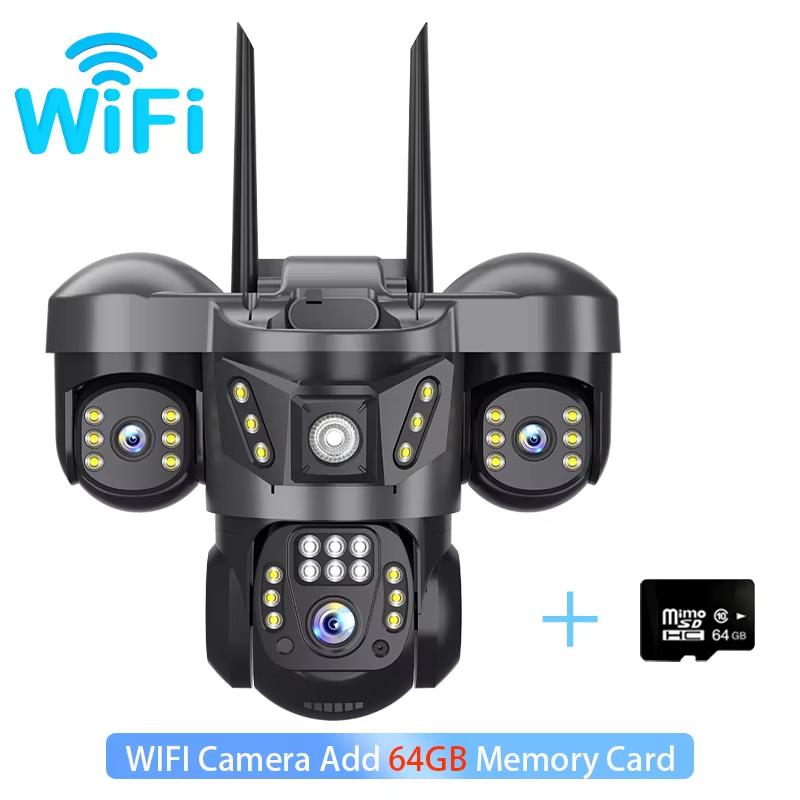 LS VISION 12MP Tříobjektivová 4G SIM IP kamera Venkovní Detekce osob WiFi Dohledové kamery 6K Bezpečnostní ochrana Video monitor V380 Pro