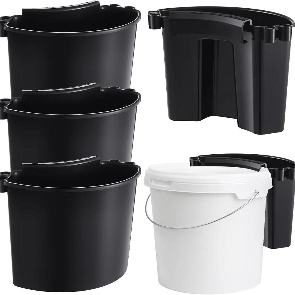 4Pcs Car Detailing Bucket Portable Car Washing Bucket Multipurpose Squeegee Hanging Organizer for Accessories Tool Picnic, Black