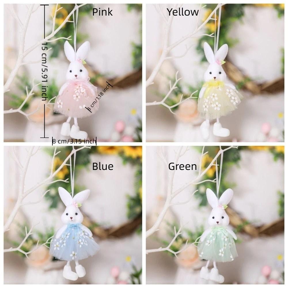 Multi-Color Hanging Rabbit Pendant Yarn Skirt Easter Bunny Doll Flower Dress Bunny Festive Gift