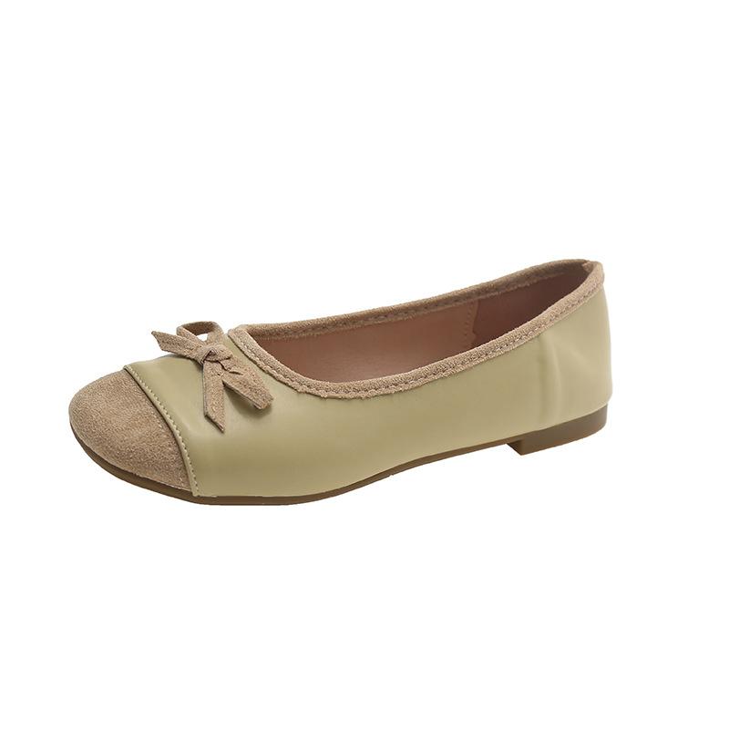 

Весна 2025 новые французские вечерние туфли-лодочки с бантом с открытым верхом и мягкой плоской подошвой женская обувь 40