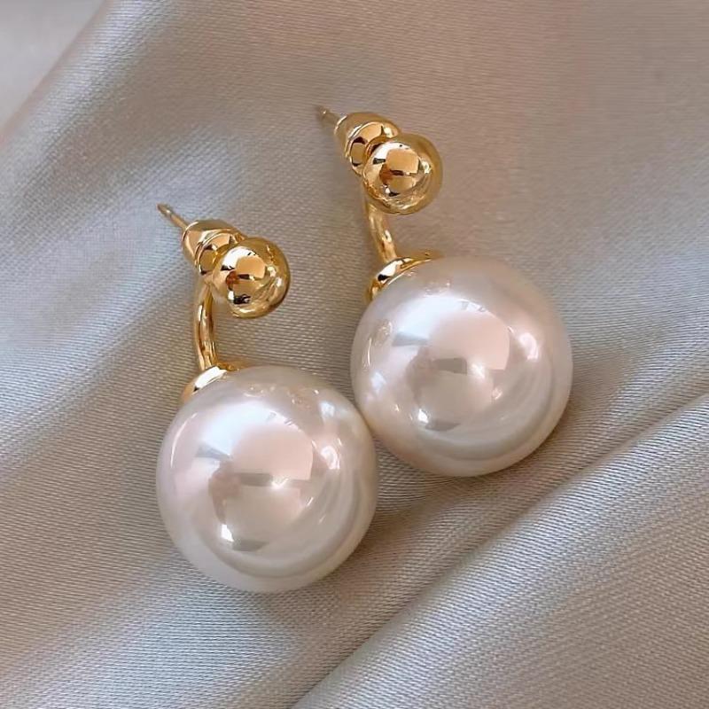 Real Gold Electroplated Silver Needle Freshwater Pearl Flower Earrings High-end Earrings French Light Luxury Elegant Earrings Women