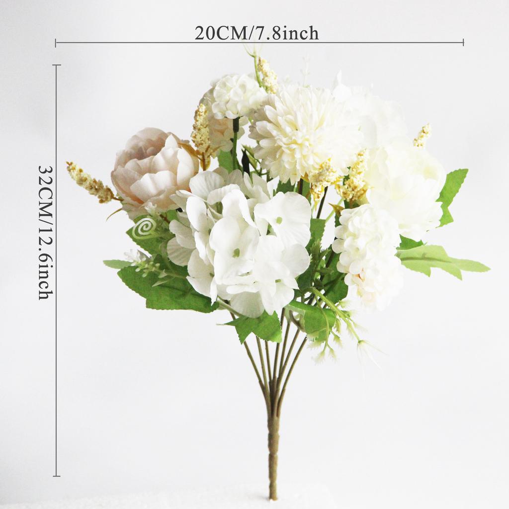 Peony and Rose Bouquet Realistic Silk Artificial Flowers Wedding Bridal Bouquet Home Garden Table Centerpiece Festival Decor