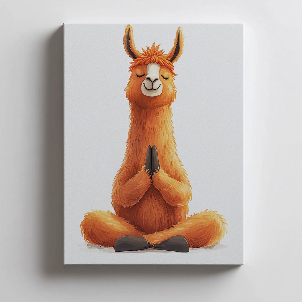 Plakat Medytująca Lama Plakat Medytująca Lama, 50X70 Cm, Rama Aluminiowa Złota, Papier Matowy 230 Gsm