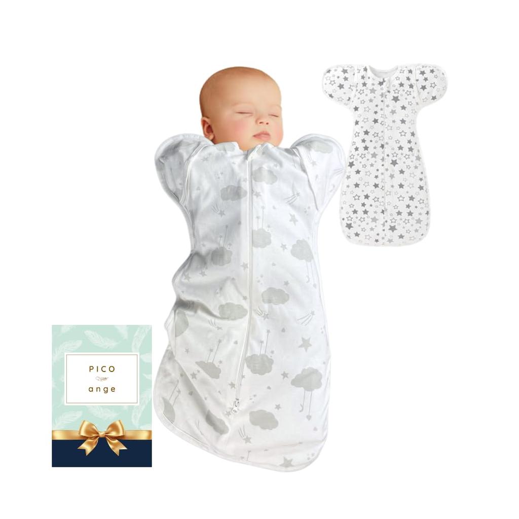 By the Director of a Dermatology Natural Cotton Angel Swaddle Comfortable Swaddle for Newborns Zipper for Easy Diaper For All Seasons L Size [PICO