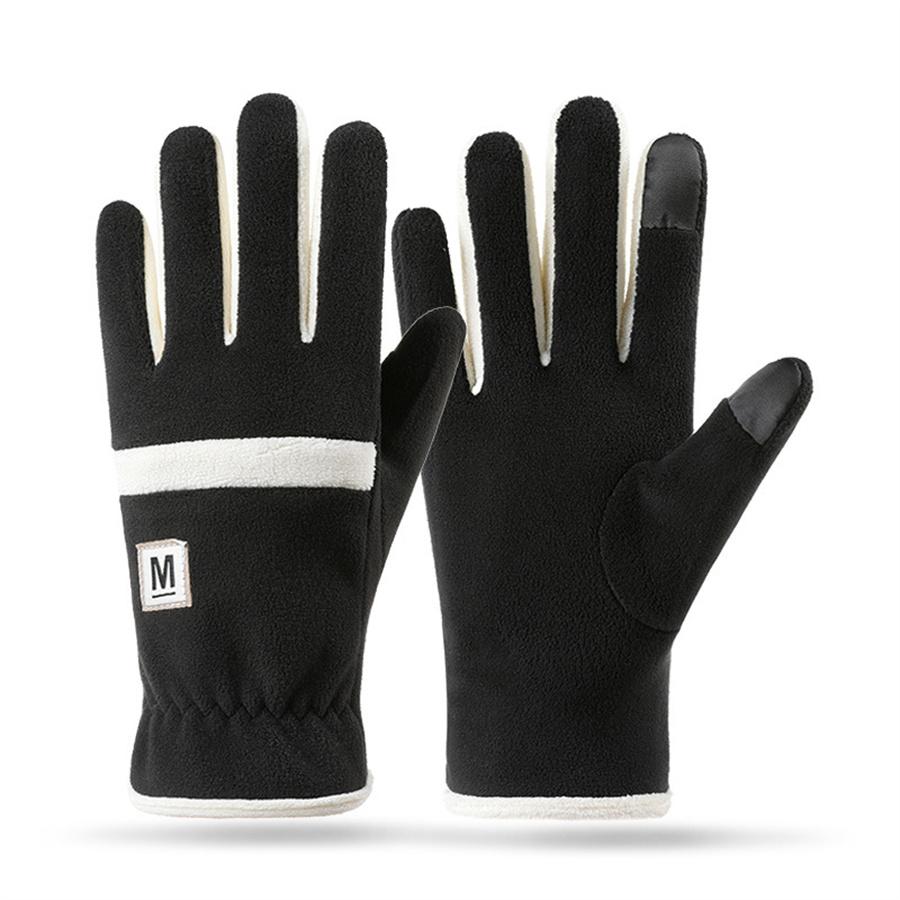 Women Winter Fleece Gloves Touch Screen Warm Thermal Gloves with for Outdoor Driving Cycling L чёрный