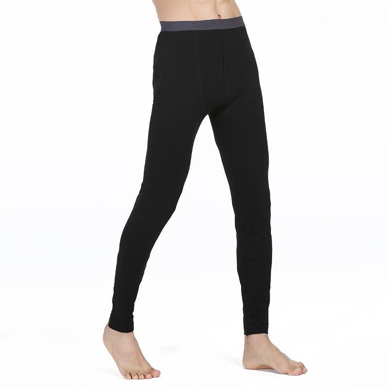 Men's Combed Cotton Autumn Pants, Seamless, Elastic, Thin, Slim Fit Leggings, Warm, Autumn and Winter Pants, Mid Waist Pants