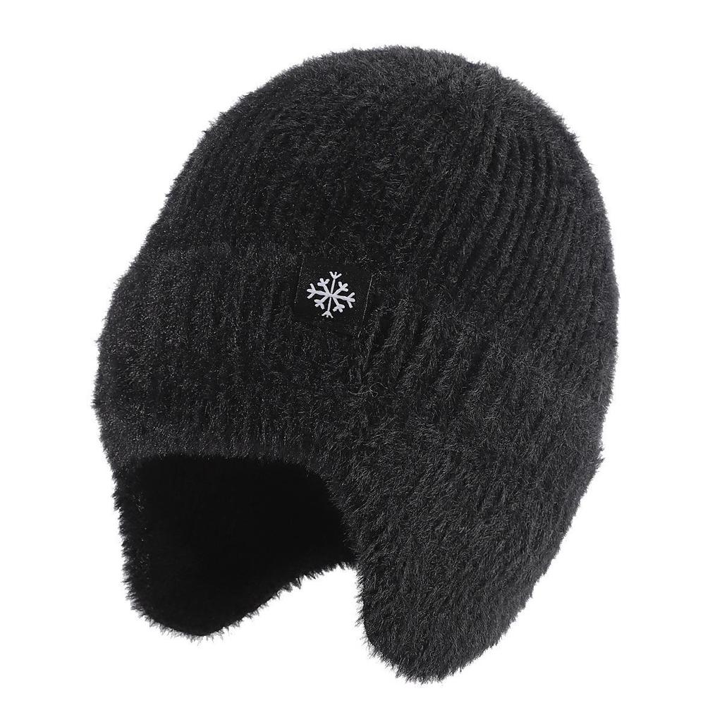 Unisex Winter Strickmütze mit Ohrenklappen - Warme Schneeflocken-Fleece-Beanie für Outdoor-Aktivitäten