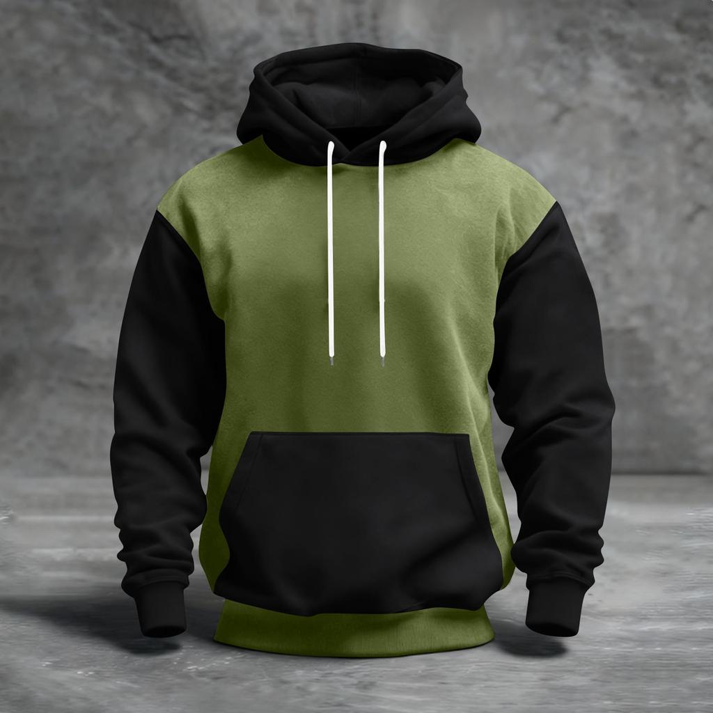Men's Color Blocked Hooded Sweatshirt With Pockets Casual And Comfortable