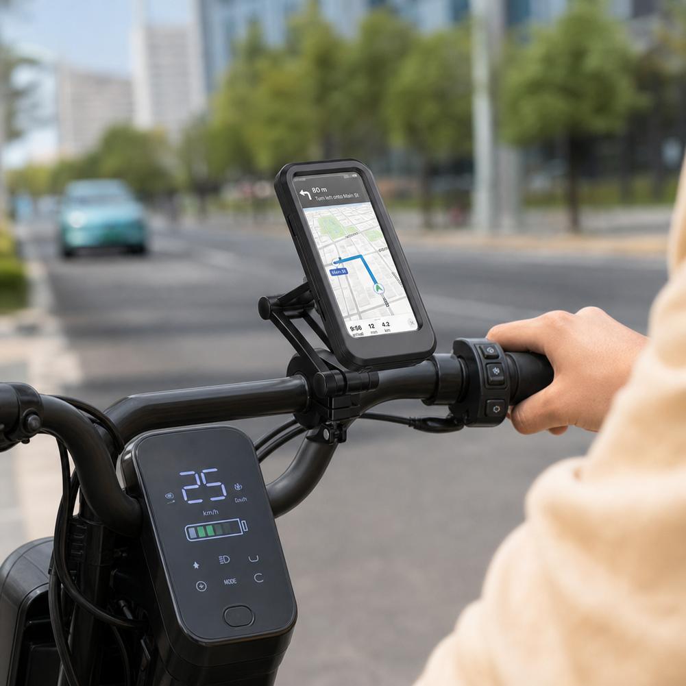 Waterproof Magnetic Motorcycle Phone Holder 360° Rotatable Adjustable Bike Handlebar Cell Phone Mount Touch Screen