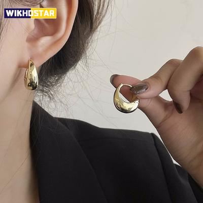925 Sterling Silver Vintage Hoop Earrings for Women Trendy Gold Plated Round Earring Jewelry Prevent Allergy Party Accessories