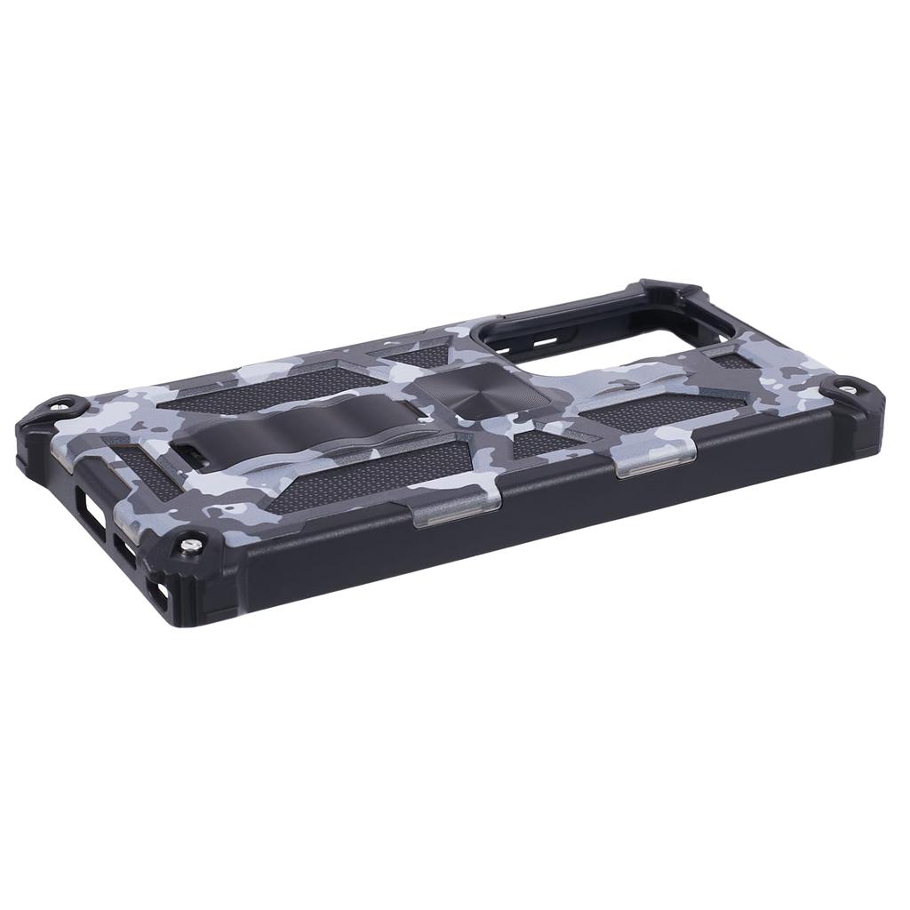 For Samsung Galaxy S24 Ultra Case Camouflage Kickstand Plastic+TPU Cell Phone Cover