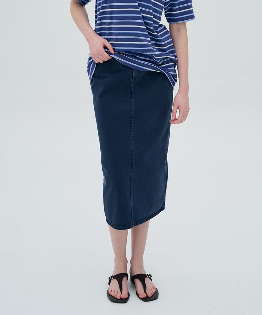 Jeonggamseutyudio Pigment Dyed Denim Long Skirt_2 Color