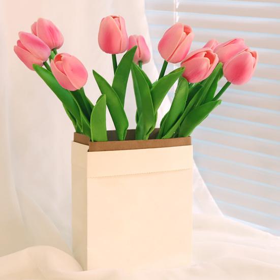 10 Pcs Artificial Tulip Flowers Faux PU Tulip Bouquet with Long Stem Real Touch Flower Arrangement for Wedding Table Centerpiece Mother's Day Spring