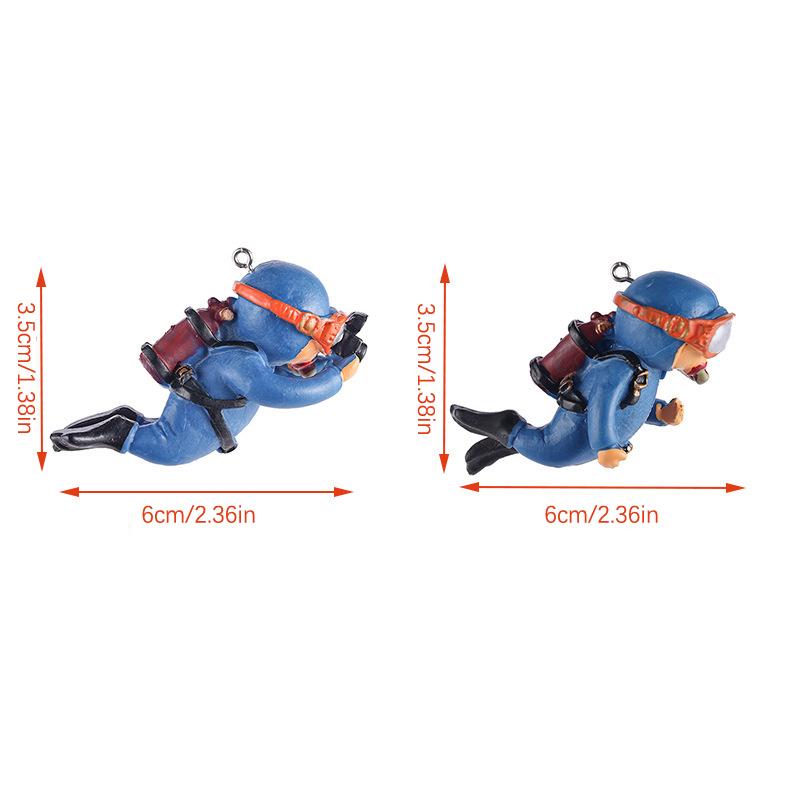 Floating Diver Fish Tank Decorations Cute Resin Frogman Aquarium Ornaments
