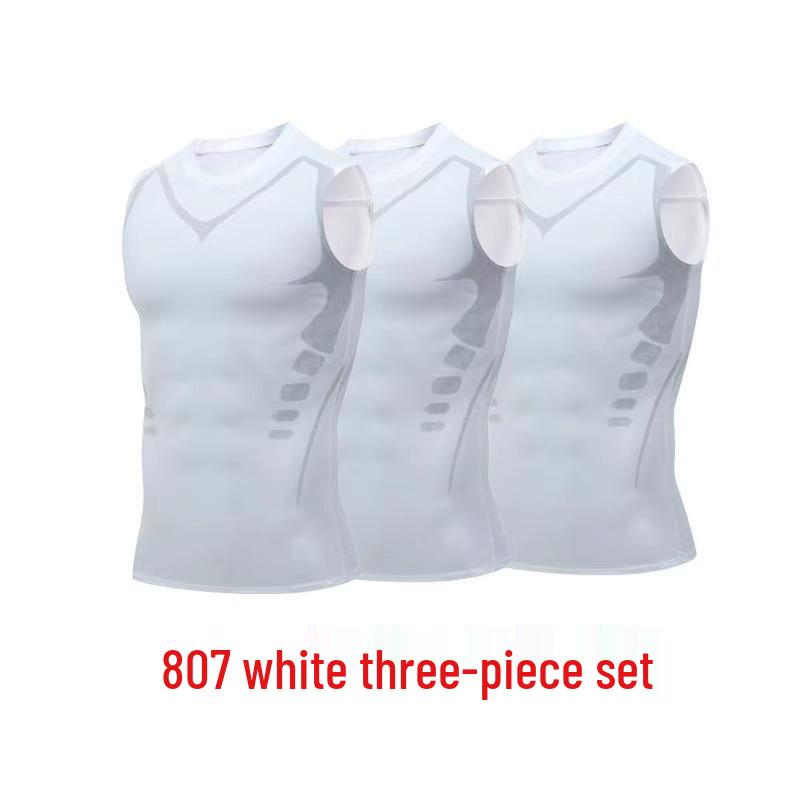 Men's Quick-Dry Sleeveless Three-Piece Fitness Set for Running and Basketball