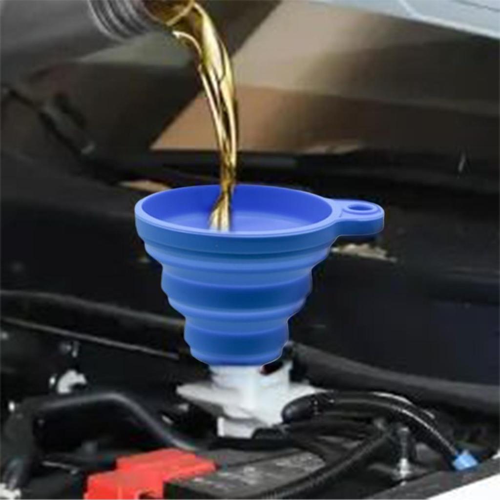 8x7.5x1.5cm Car Oil Funnel Foldable Silicone Splash-Proof Universal Portable Auto Engine Oil Petrol Change Funnel Portable
