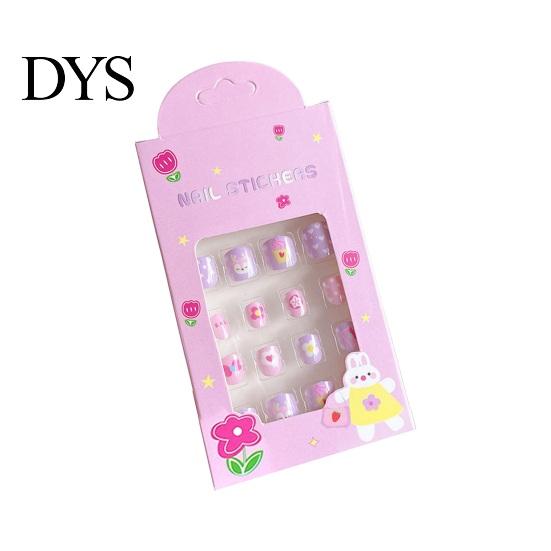 Nail Art Patch 24Pcs Kids Fake Kawaii Fun Designs For Children Stickers Set Creative DIY Kit for Decorations Easy-to-apply Nails
