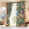 2pcs Retro Beautiful Pattern Printed Perforated Blackout Curtains Multiple Sizes Living Room And Bedroom Insulation Decoration