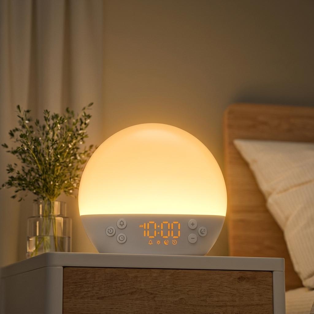 Digital Alarm Clock Sunrise Simulation White Noise Sound Machine with 30 Soothing Sound Dimmable Wake Up Light for Home Decor2