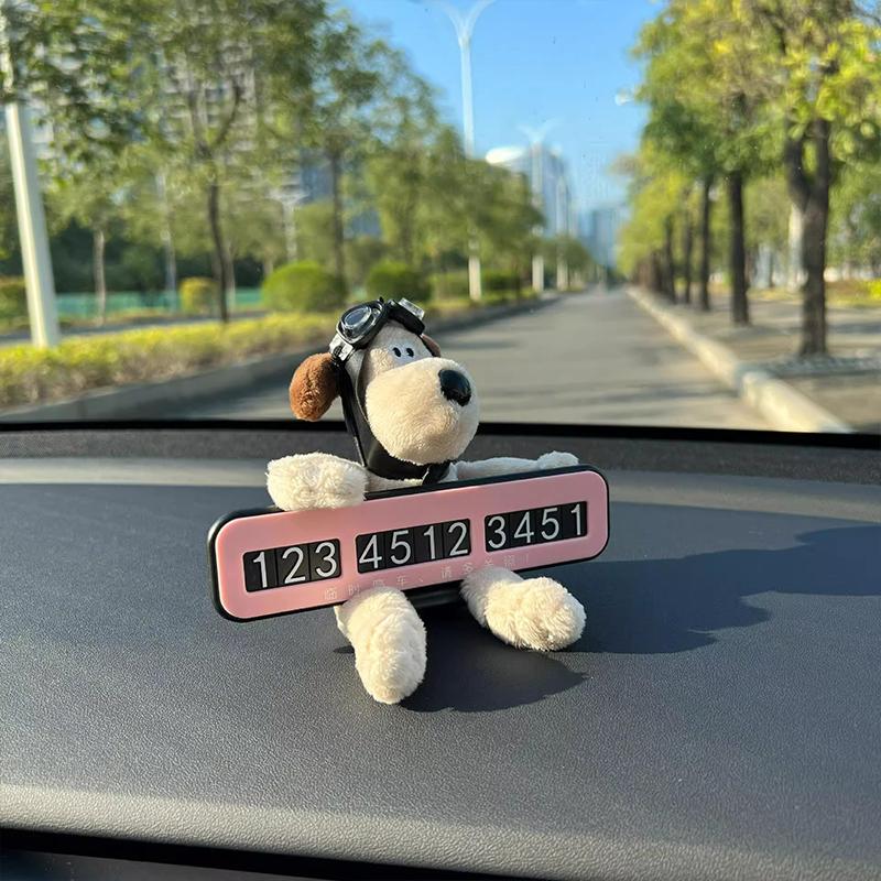 Bow-Knot Puppy Parking Sign Car Ornament Car Decoration Number Plate Driving Supplies