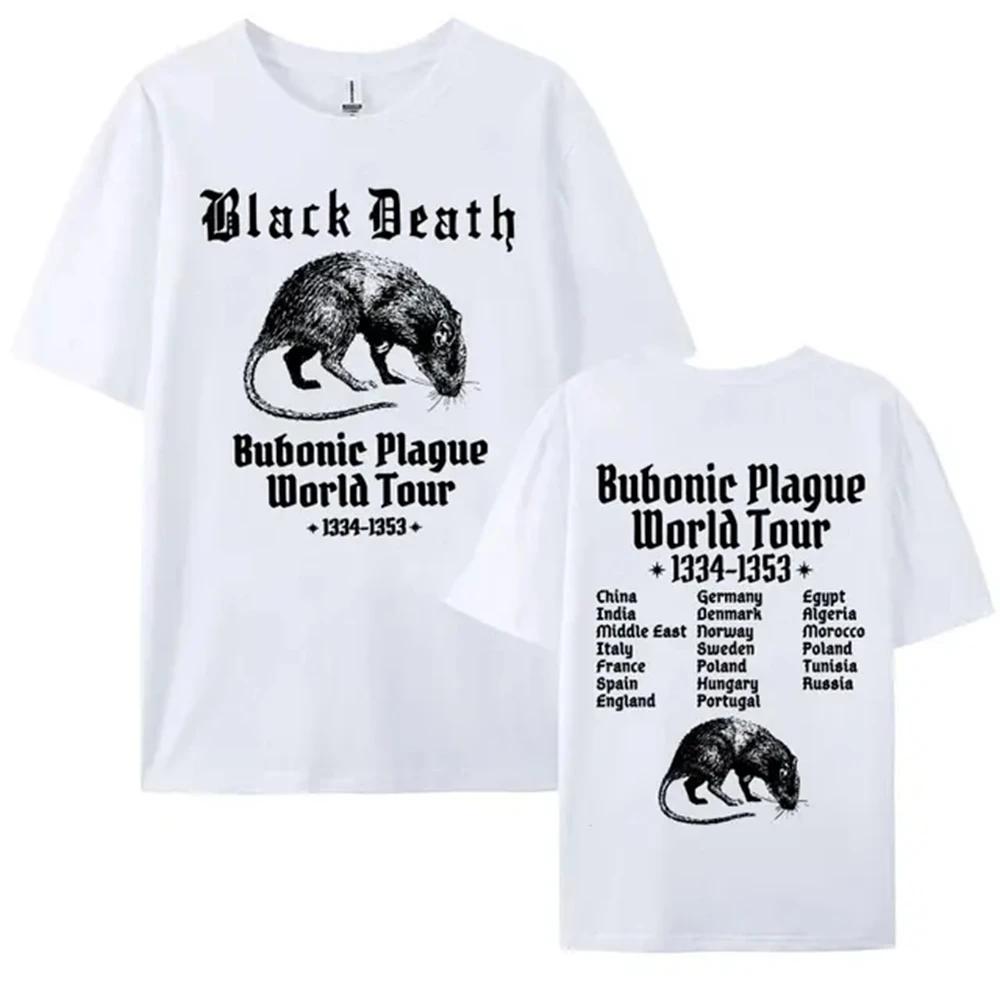 

T Shirt Men Mens Clothing T Shirt Homme Women T Shirt New in Top & Tees Tee Shirt Bubonic Plague World Tour Funny Meme Gothic S