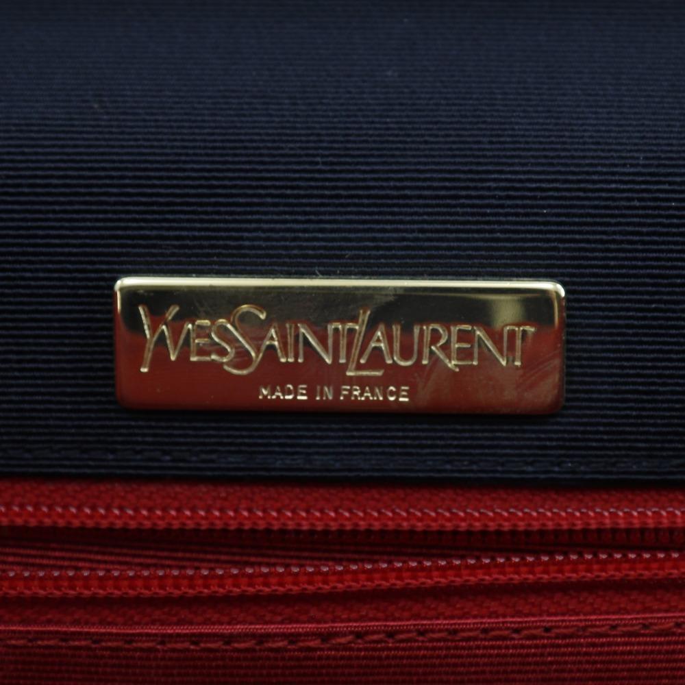 Yves Saint Laurent Party Bag Shoulder Bag 2-way Clutch Black Cotton Women Used