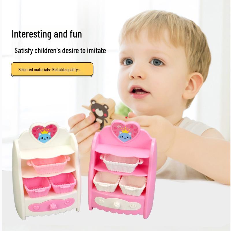 Miniature Dollhouse Storage Cabinet with 3D Features - Internet Celebrity Pretend Play Toy