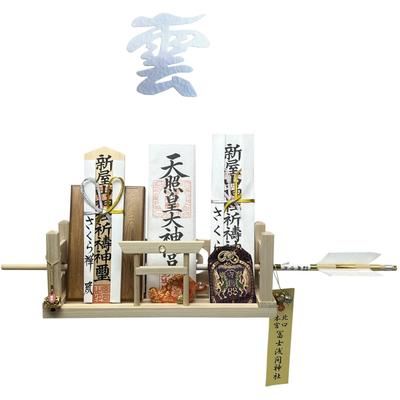 [Sakura Zen] Wall-Mounted Shinto Altar, Versatile Modern Design, Colorful Cloud, Crystal Torii Gate, Made In Japan, Hinoki Cypress, Crystal Decoration