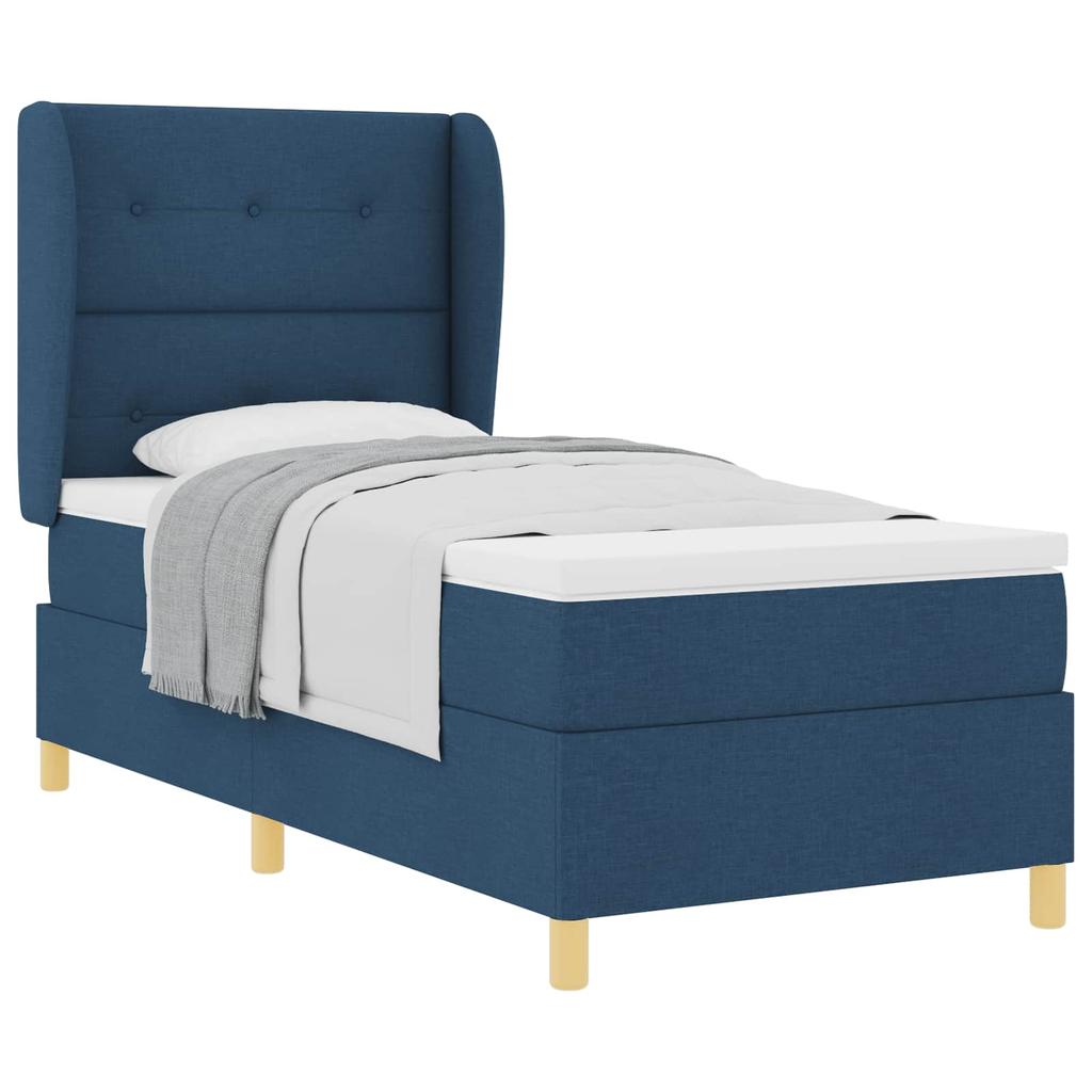 Boxspring bed with headboard Blue 190 x 90 cm Fabric