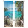 Beach Sea Water Trees Landscape Tulle Curtains For Living Room Decoration Modern Chiffon Sheer Voile Kitchen Curtain