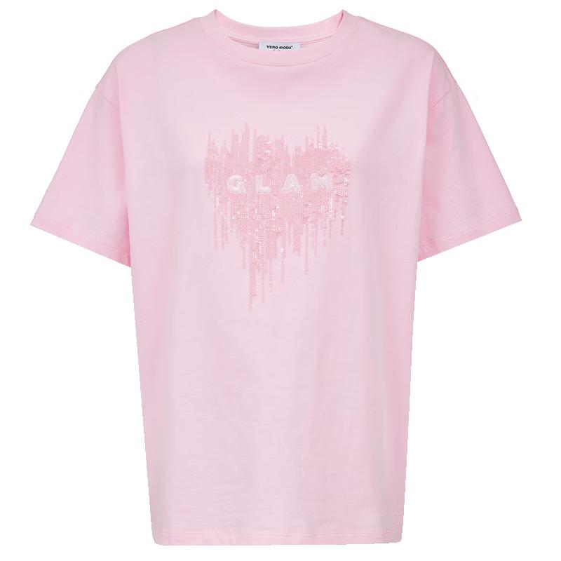 

VEROMODA 2025 Summer Retro Stylish Pure Cotton Sequin Short Sleeve T-Shirt M