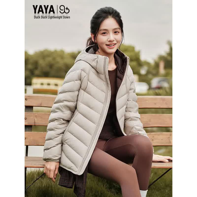 YAYA Unisex Hooded Lightweight Ribbed Down Jacket XS