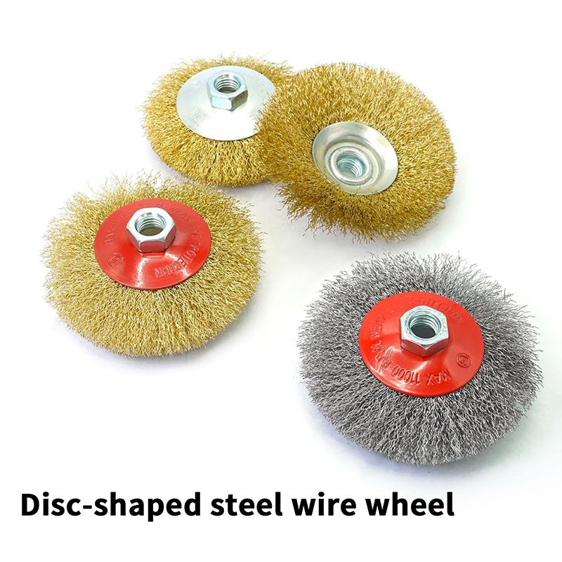 100/115/125Mm Disc-Shaped Steel Wire Wheel For Angle Grinder Bench Grinder Rust Removal Polishing Cleaning Paints