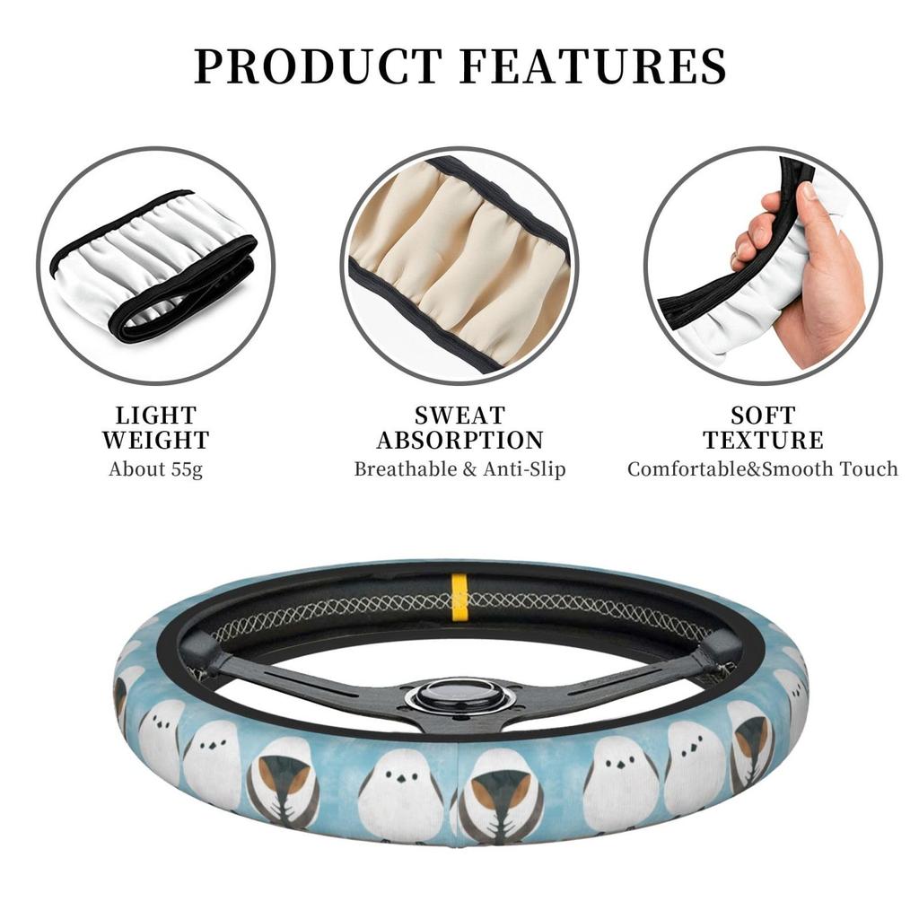 Asamike Steering Wheel Cover for Cars, Light Automobiles, Steering Cover, For Birds, Stretchable, Universal