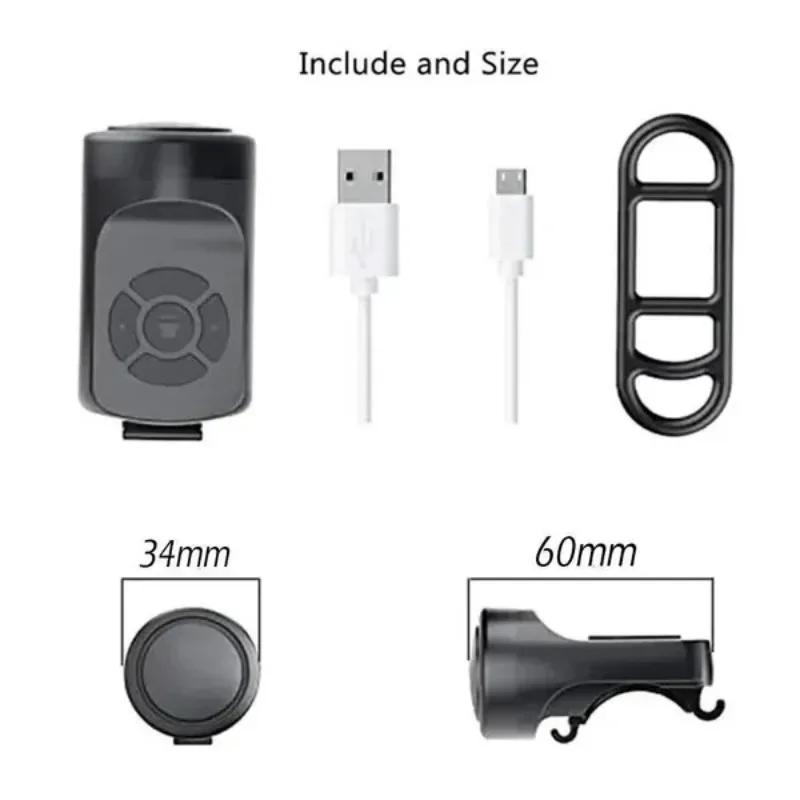 1Pc Bicycle Bell USB Charging Bicycle Horn with Alarm for Road Mountain Bike