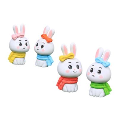 4Pcs/Set Rabbit Figurine Garden Bonsai Plastic Miniature Bunny Sculpture Decoration Home Decor