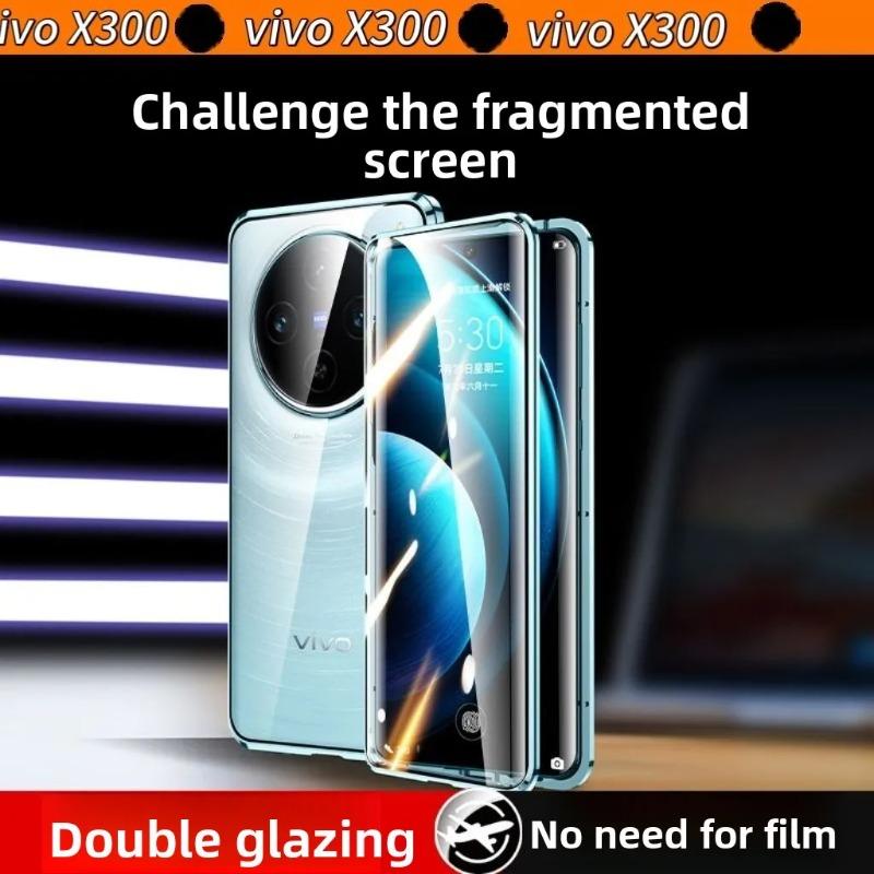 For VIVO X300 Pro Metal Frame 360 Full Protection Case For VIVO X 300 Pro Magnetic Adsorption Double-Sided Tempered Glass Cover