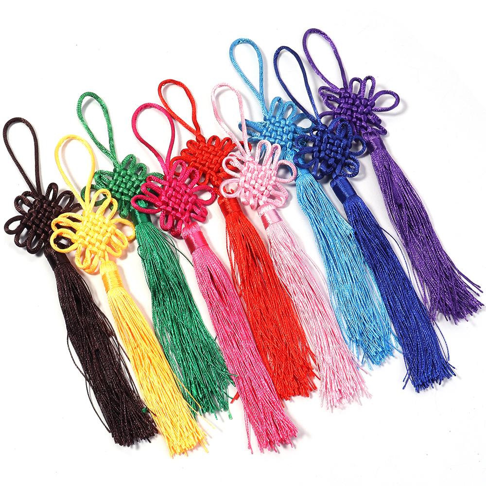 10pcs 21cm Chinese Knot Tassel Colorful Silk Fringe Tassel Trim For New Year Gifts Spring Festival Home Decoration Accessories