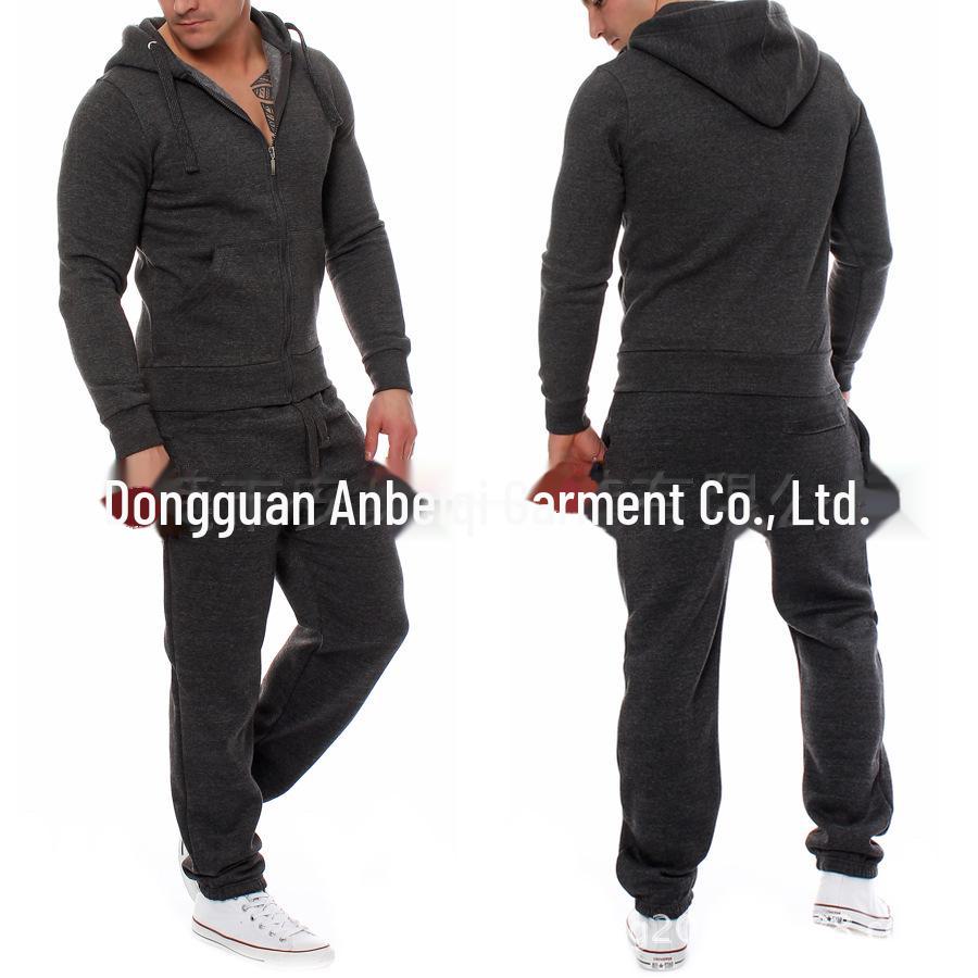 

Мужская осенне-зимняя толстовка с капюшоном, повседневный спортивный комплект из куртки и брюк XL темно-серого