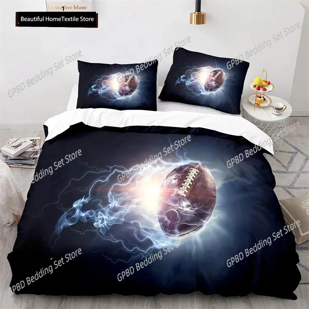 American Football Bettbezug Set 3D Sport Rugby Spieler Polyester Bettdeckenbezug Für Männer Teenager Junge Kind Bettwäscheset King Queen