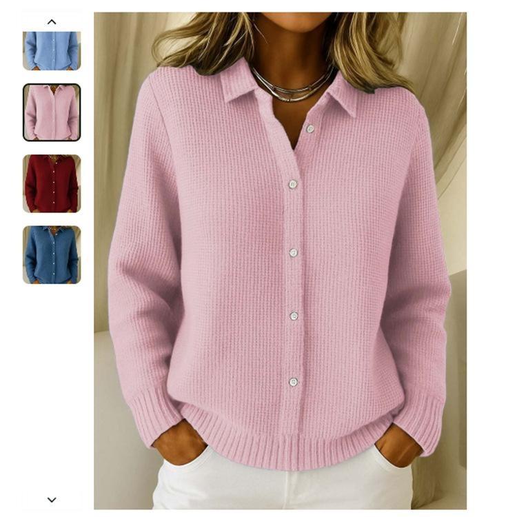 Light Blue Women's Knit Cardigan Casual Loose Open Front Sweater Long Sleeve Button Ribbed Hem