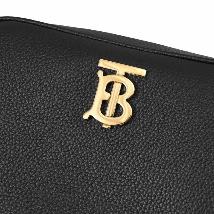 Burberry Gold Logo Zipper Camera Bag Women Shoulder Bag Black 80751821