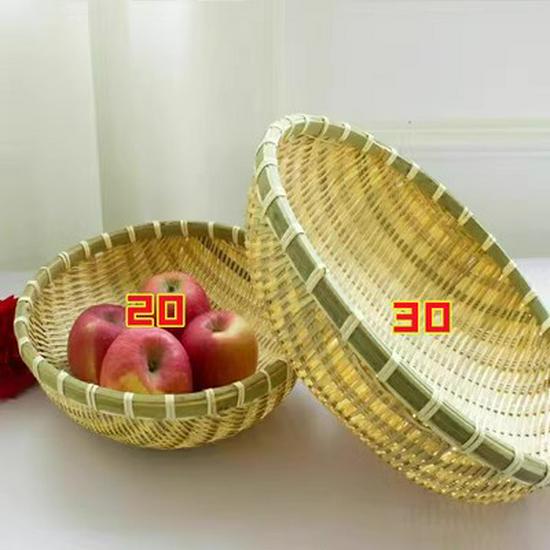 Round Handmade Bamboo Storage & Winnowing Basket - Farmhouse Fruit & Vegetable Basket