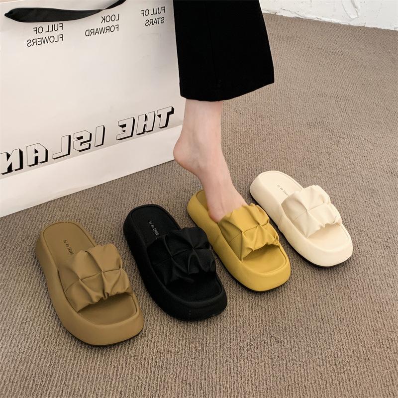 Thick-soled Heightening Cool Slippers for Women's Summer Wear 2025 New Models with Skirts, Beach Sandals, Pregnant Women's Casual One-word Drag