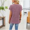 Summer Spring Women's Solid Color V-neck Button Short Sleeve Casual Knit T-shirt