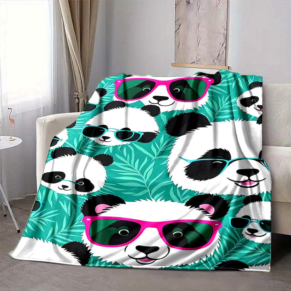 1pc Panda, Sunglasses Blanket Warm, Cozy, And Soft, Suitable for Sofas, Beds, Cars, And Office Use.Perfect for Camping And Travel, Making It a Great G