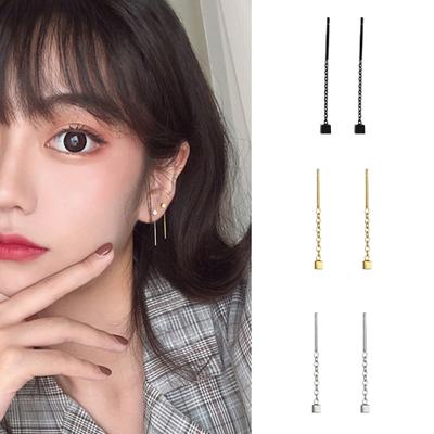Women Small Geometric Cube Long Dangle Chain Earrings Party Jewelry
