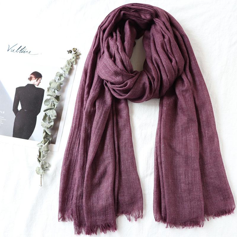 105*190cm One Piece Women Oversize Solid Plain Scarf Shawls Head Wraps Viscose Cashmere Muslim Frayed Hijabs Pashmina