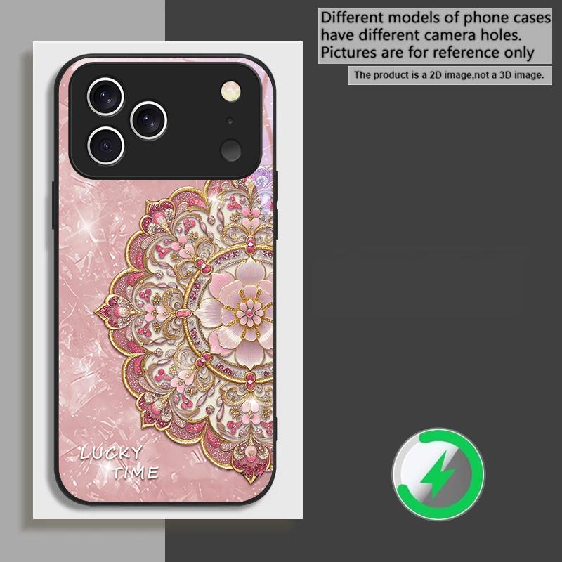 

Ароматная Золотая Мандала подходит для iPhone 17 Pro Max 16E 15 Pro 14 13 Plus 12 mini 11 XR Xs 7 8 16 Air черная Стеклянный Чехол для Телефона iPhone 13 mini